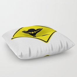 Alien Abduction Safety Warning Sign Floor Pillow