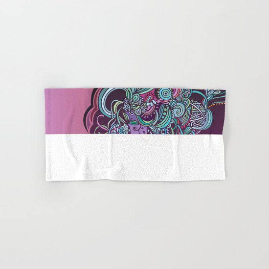 Detailed diagonal tangle, pink and purple Hand & Bath Towel