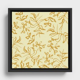 Gold Plants Leaves Drawing Framed Canvas