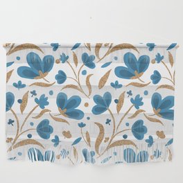Cerulean blue and copper floral pattern Wall Hanging