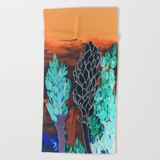 DESERT NIGHT Alpinia Purpurata Beach Towel