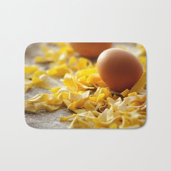 Fresh italian Pasta with egg Bath Mat