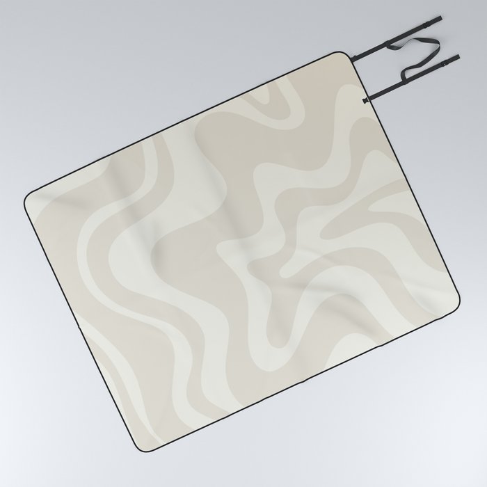 Liquid Swirl Contemporary Abstract Pattern in Barely-There Pale Beige and Light Cream  Picnic Blanket