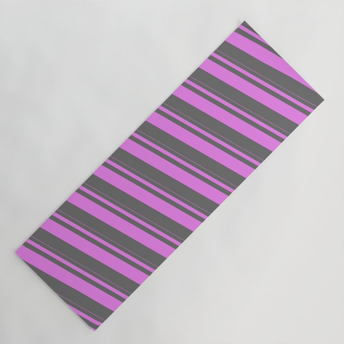 Violet and Dim Grey Colored Pattern of Stripes Yoga Mat