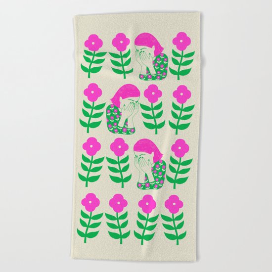 Don't be shy, shy girl, shy, print Beach Towel