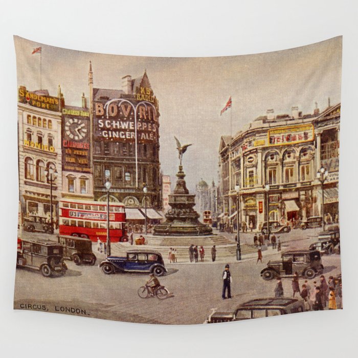 Vintage Piccadilly Circus London Wall Tapestry