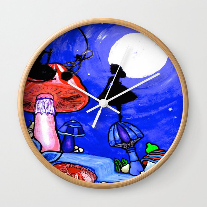 Trippy Original Alice In Wonderland By The Moon Mushroom Mixed Media Painting On Paper Wall Clock By Ryanholland Society6 The most common alice in wonderland trippy material is metal. trippy original alice in wonderland by the moon mushroom mixed media painting on paper wall clock by ryanholland