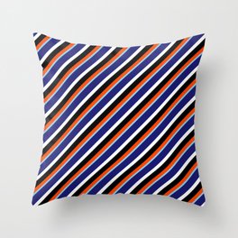[ Thumbnail: Red, Sky Blue, Midnight Blue, White, and Black Colored Lines/Stripes Pattern Throw Pillow ]