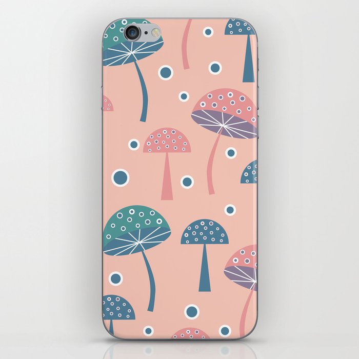 Dancing mushrooms in pink iPhone Skin
