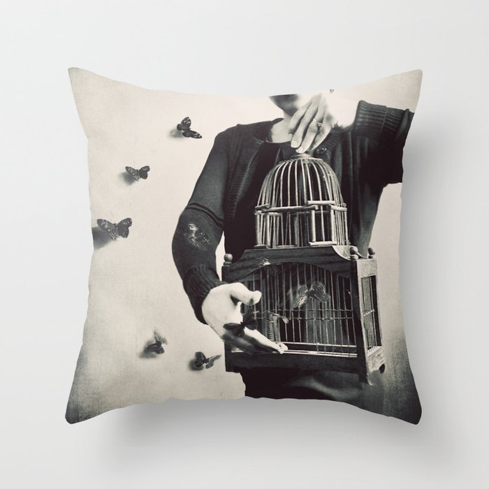 The Butterfly Releaser Throw Pillow