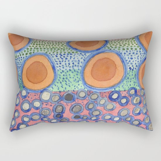 Seven Red Circles Many Brown Dots Rectangular Pillow