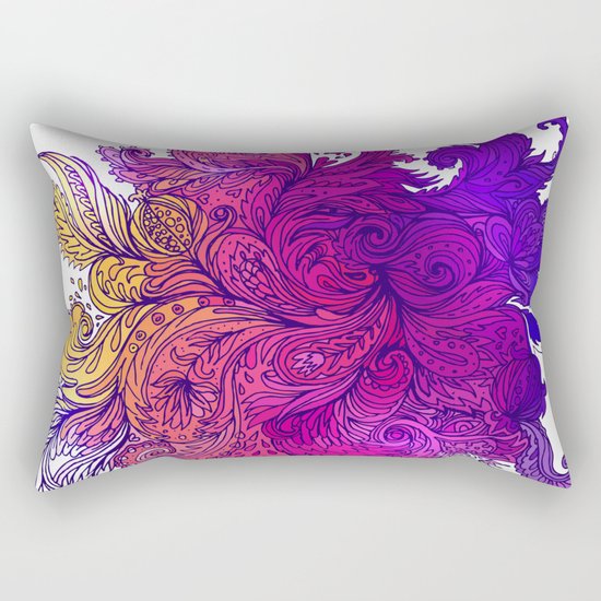 Purple Floral Indian Pattern Rectangular Pillow