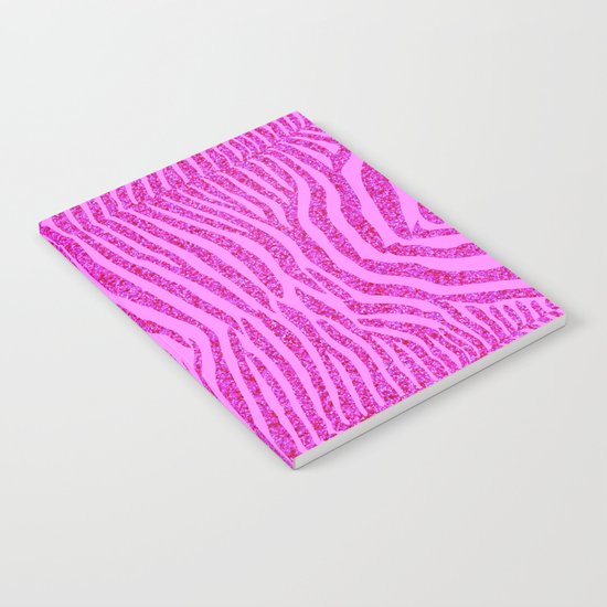 Light Pink Glitter Zebra Print Notebook
