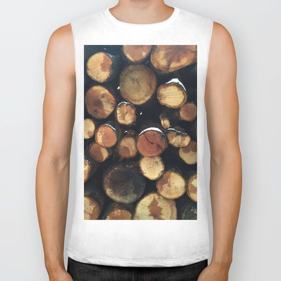 Pile of felled tree trunks Biker Tank