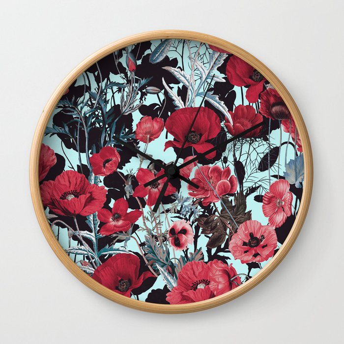 Poppy Floral Pattern Wall Clock