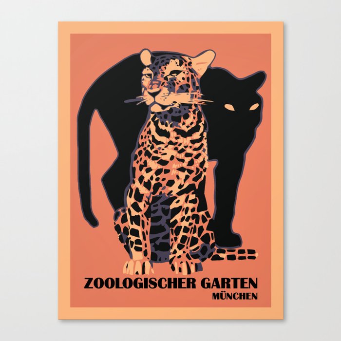 Retro vintage Munich Zoo big cats Canvas Print