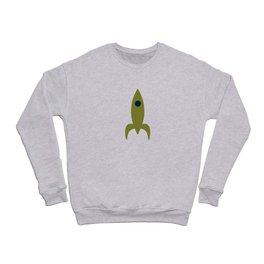 Space Age Rocket Ships - Atomic Age Mid-Century Modern Pattern in Mid Mod Beige and Olive Crewneck Sweatshirt