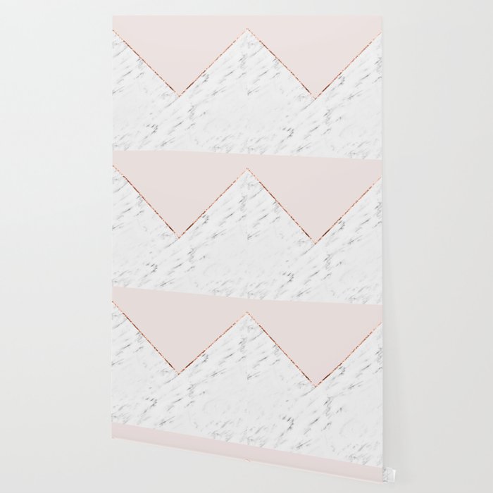 Peony blush geometric marble Wallpaper by marbleco | Society6