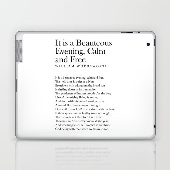 It is a Beauteous Evening, Calm and Free - William Wordsworth Poem - Literature - Typography Print 1 Laptop & iPad Skin