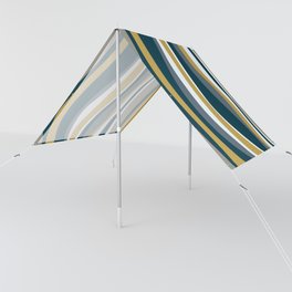 Retro Groovy Stripes in Navy, Mustard, Grey and White Sun Shade