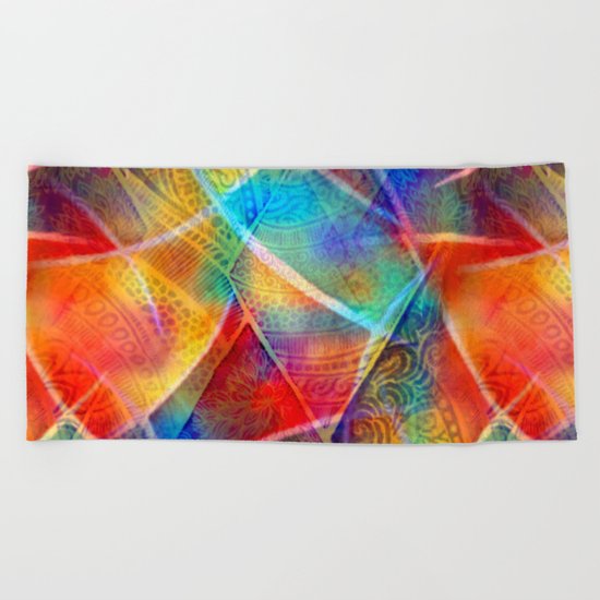 Boho Rainbow Beach Towel