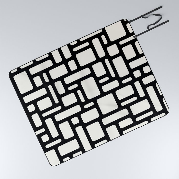 Squares & Rectangles - Black & White Picnic Blanket