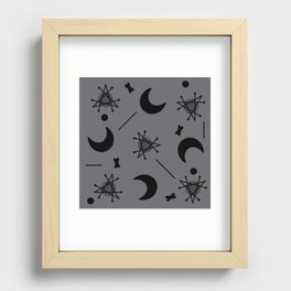 Moons & Stars Atomic Era Abstract Slate Gray Recessed Framed Print