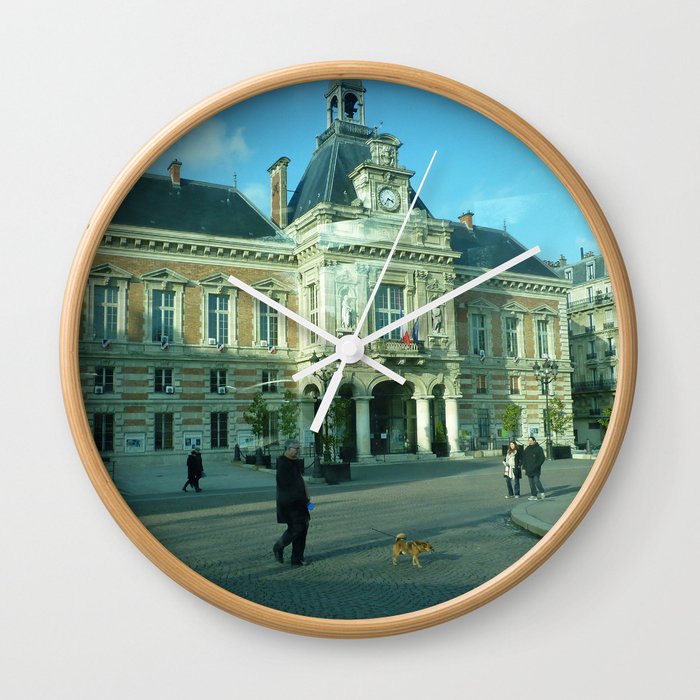 Walking the Dog, Paris - 19th arrondisement Wall Clock