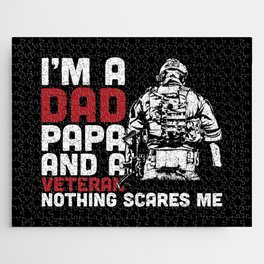Dad Papa And Veteran Nothing Scares Me Jigsaw Puzzle