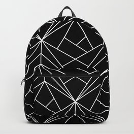 White Geometric Pattern on Black Background Backpack