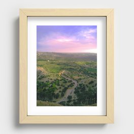 landscape mountain photo blue sky - nature landscape purple sky Art Print Recessed Framed Print