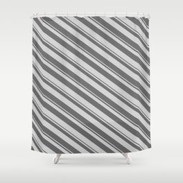 [ Thumbnail: Dim Gray & Light Gray Colored Lines Pattern Shower Curtain ]