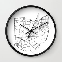 Ohio White Map Wall Clock
