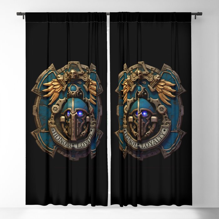 Grimdark Sci-Fi Warrior Crest #1 Blackout Curtain