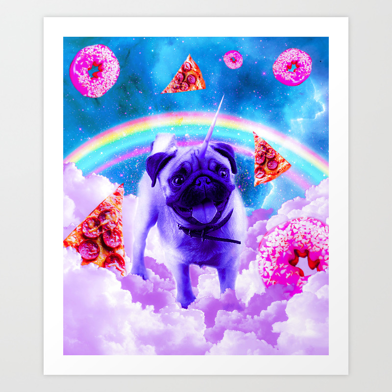 Rainbow Unicorn Pug In The Clouds In Space Art Print By Randomgalaxy Society6 Image de unicorn, wallpaper, and pug. rainbow unicorn pug in the clouds in space art print by randomgalaxy