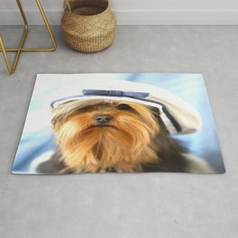 Little Sailor Yorkshireterrier With Sailor Hat  Area & Throw Rug