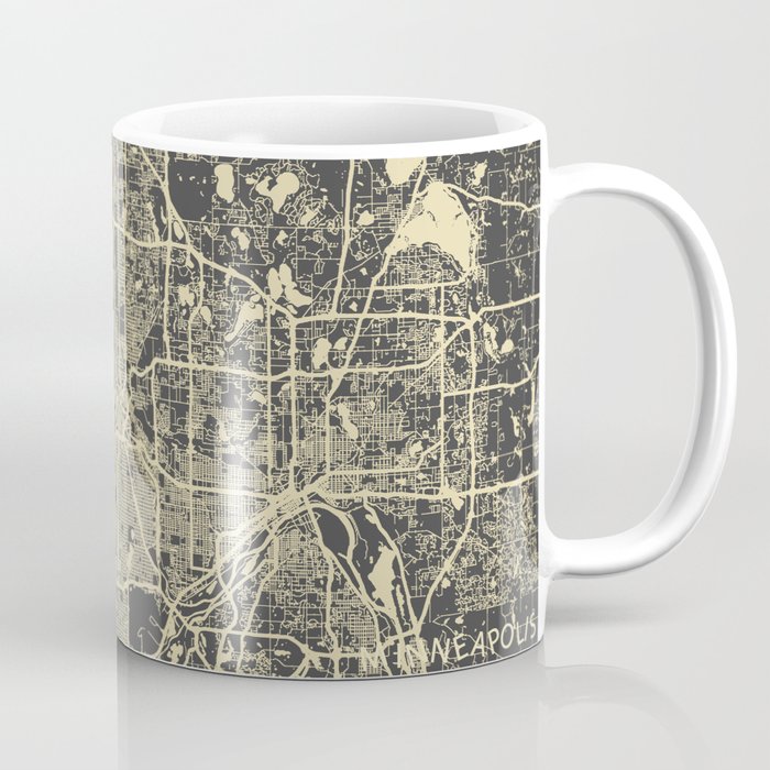 Minneapolis Map yellow Coffee Mug