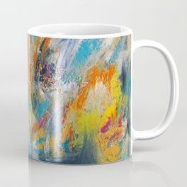 AMAZING WINTER! the 4 seasons series, light blue & orange abstract oil painting Mug