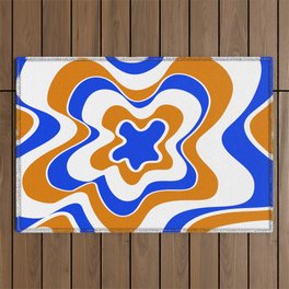 Abstract pattern - blue and orange. Outdoor Rug