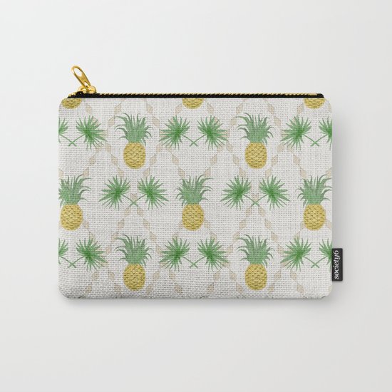 Exotic tropical seamless pattern with palm branches and pineapples . Carry-All Pouch