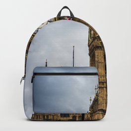 Great Britain Photography - Big Ben Under The Gray Rain Clouds Backpack
