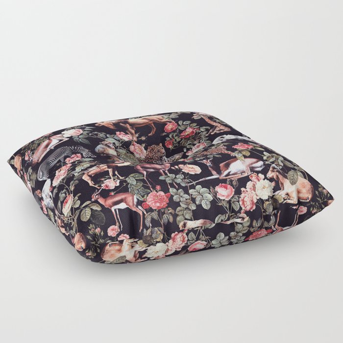 Animals and Floral Pattern Floor Pillow