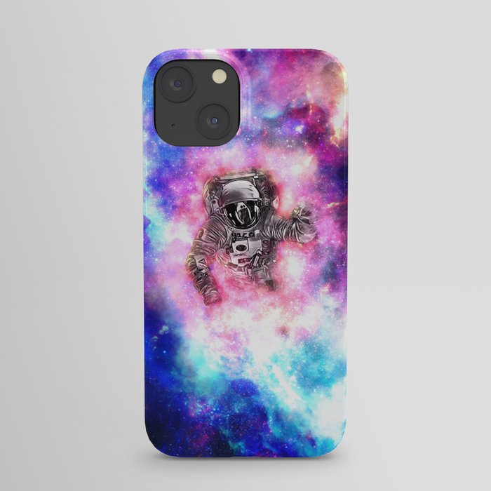 Astronaut in space x Galaxy Colorful iPhone Case