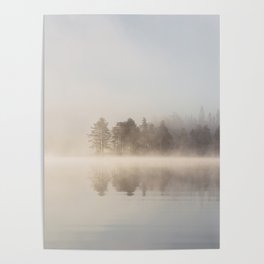 Misty Morning By The Lake Poster