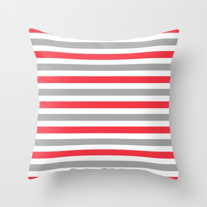 Red And Silver Strips Modern Collection Throw Pillow