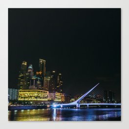 Argentina Photography - Woman Bridge Lit Up In The Late Night Canvas Print