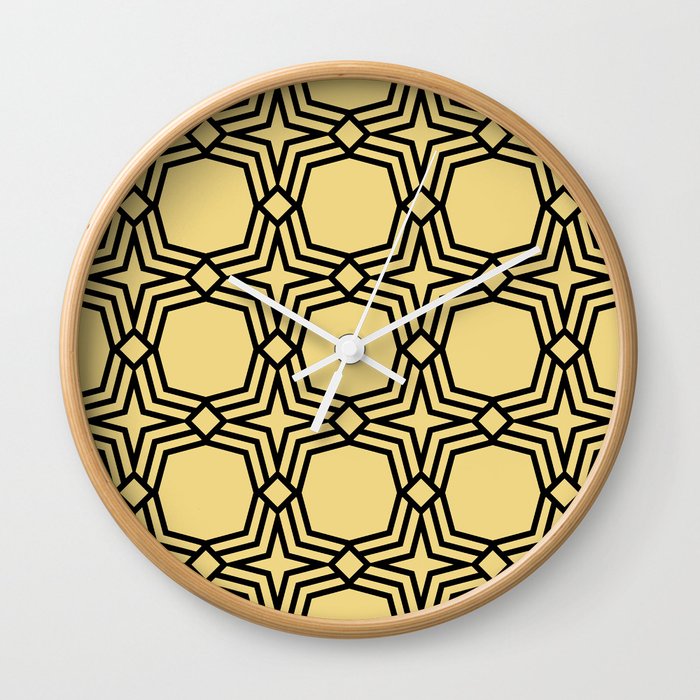 Black and Yellow Star Geometric Pattern Pairs DE 2022 Popular Color Gatsby Glitter DET496 Wall Clock