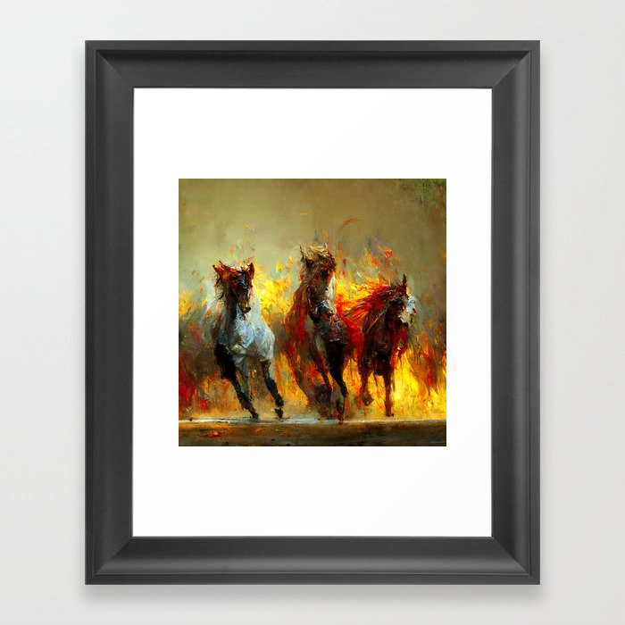 Flaming Horses Framed Art Print