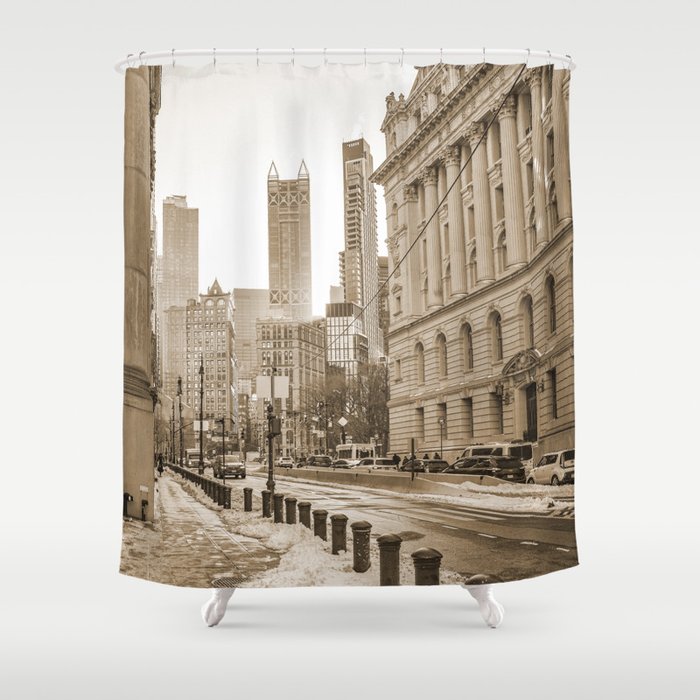 New York City | Sepia | Street Photography Shower Curtain