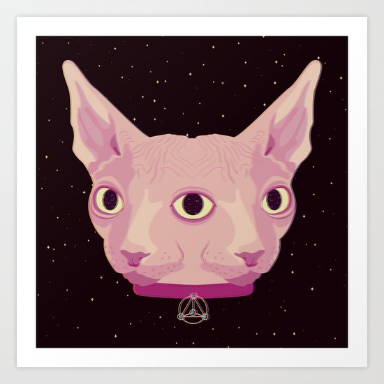 Two-Faced Sphynx From Outer Space Art Print